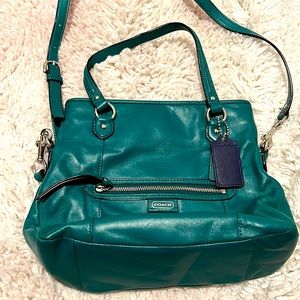 Green leather Coach cross body bag